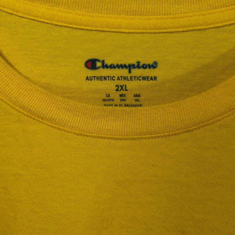 Champion‎ Authentic Activewear T-Shirt Mens 2XL Short Sleeve Crew Neck Yellow - Picture 4 of 6